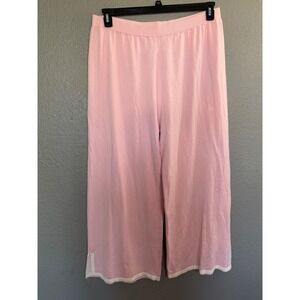 Womens XXXL Pink Knit Lounge Sleepwear Pants Wide Leg 
Cropped Warm Cozy Pull on